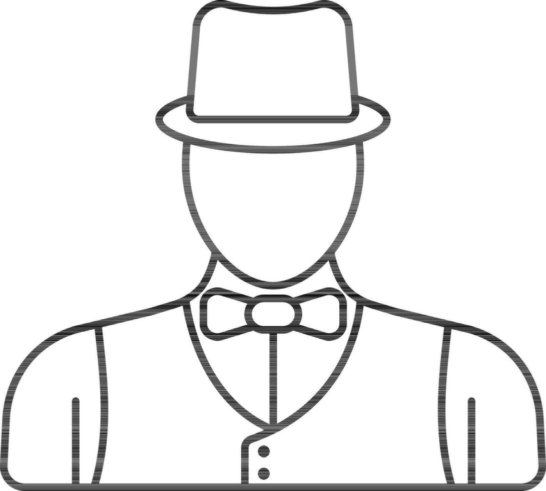 Mafia Or Gangster Man Icon In Black Outline. vector