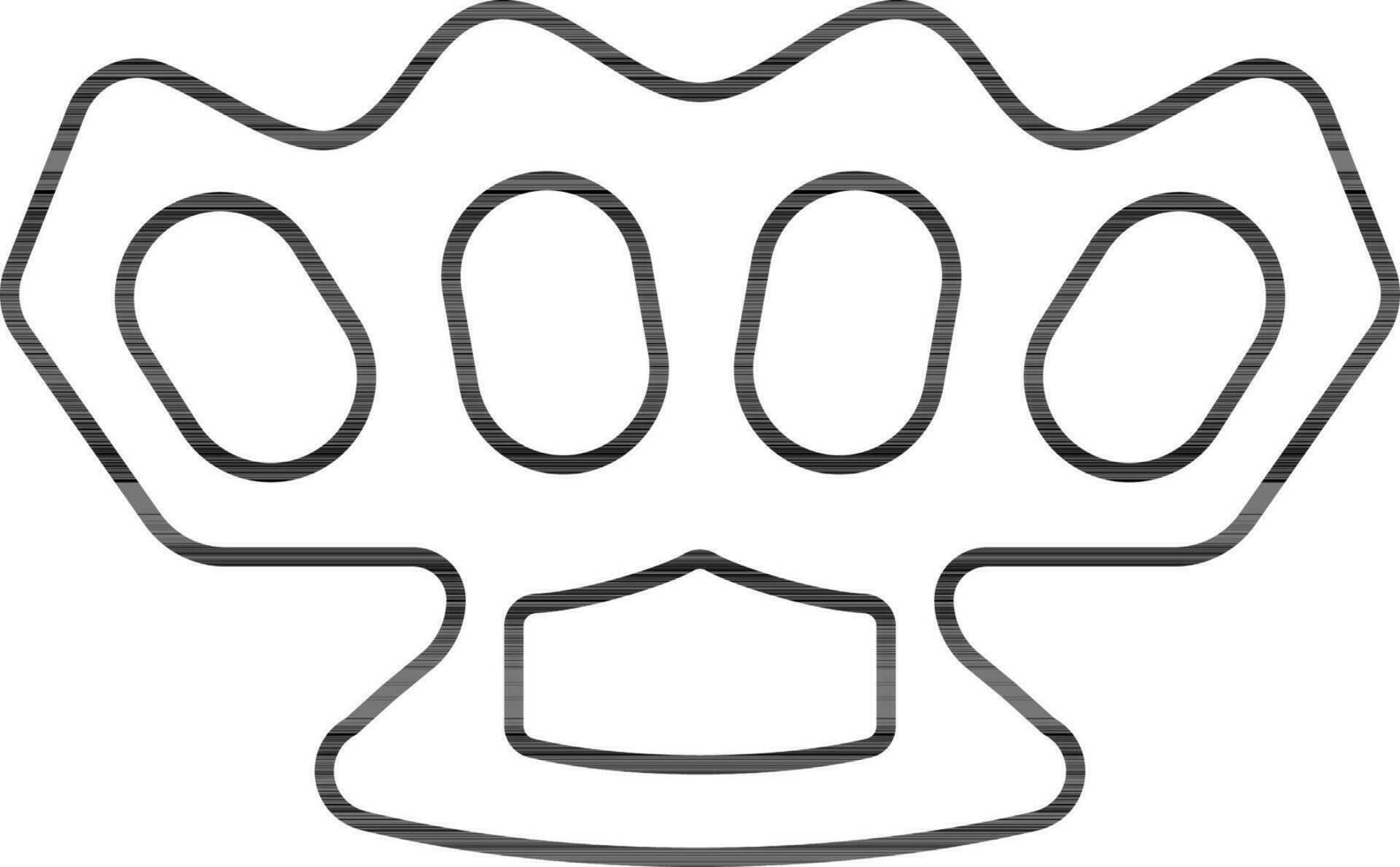 Brass Knuckles Icon In Black Line Art. vector