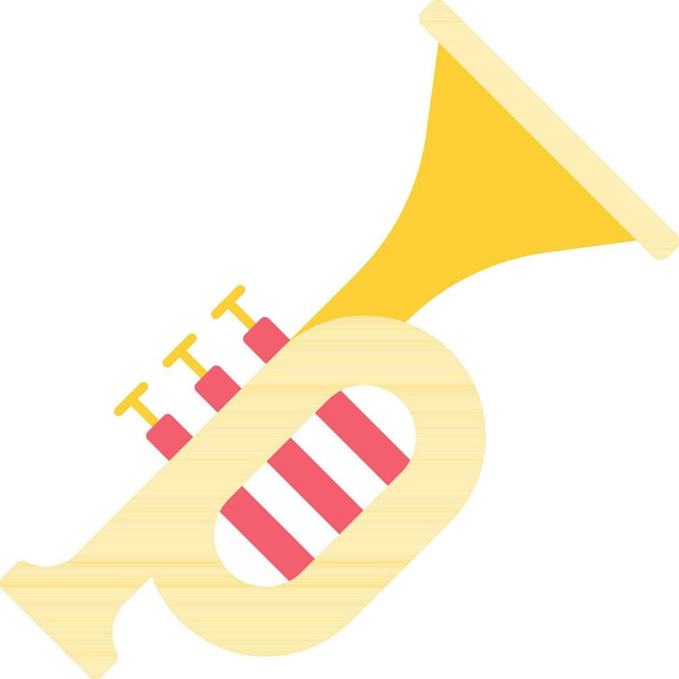 Yellow And Red Trumpet Icon In Yellow And Red Color. vector