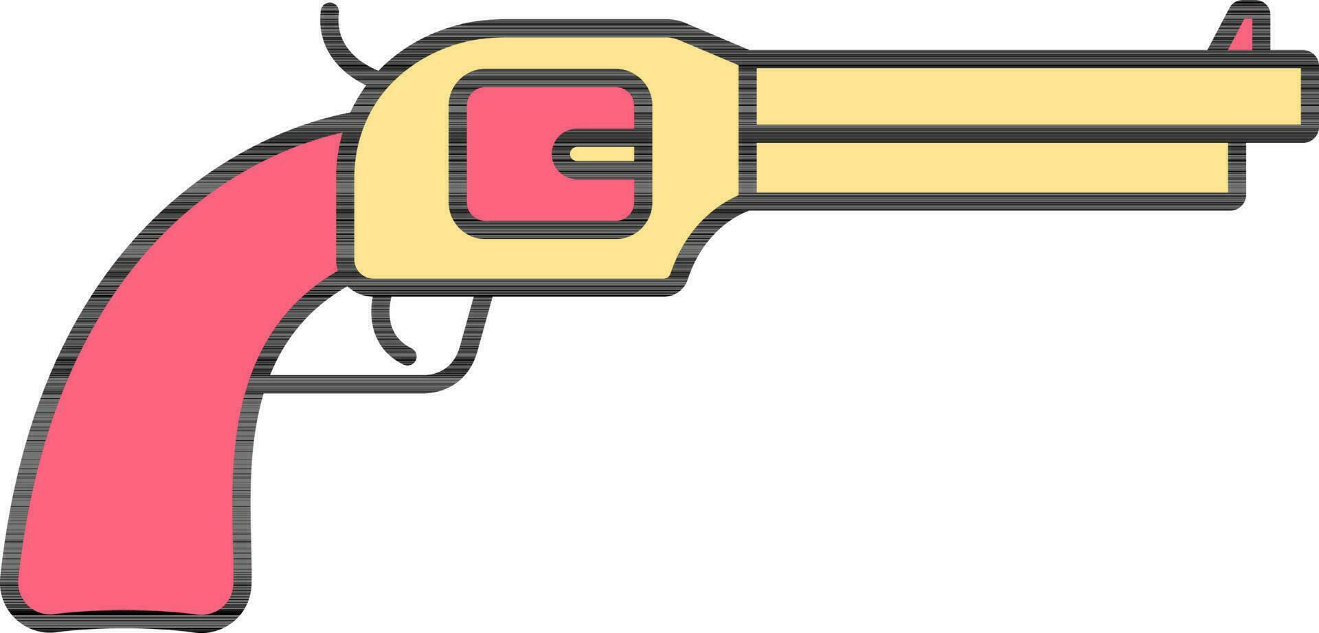 aislado pistola icono en rojo y amarillo color. vector