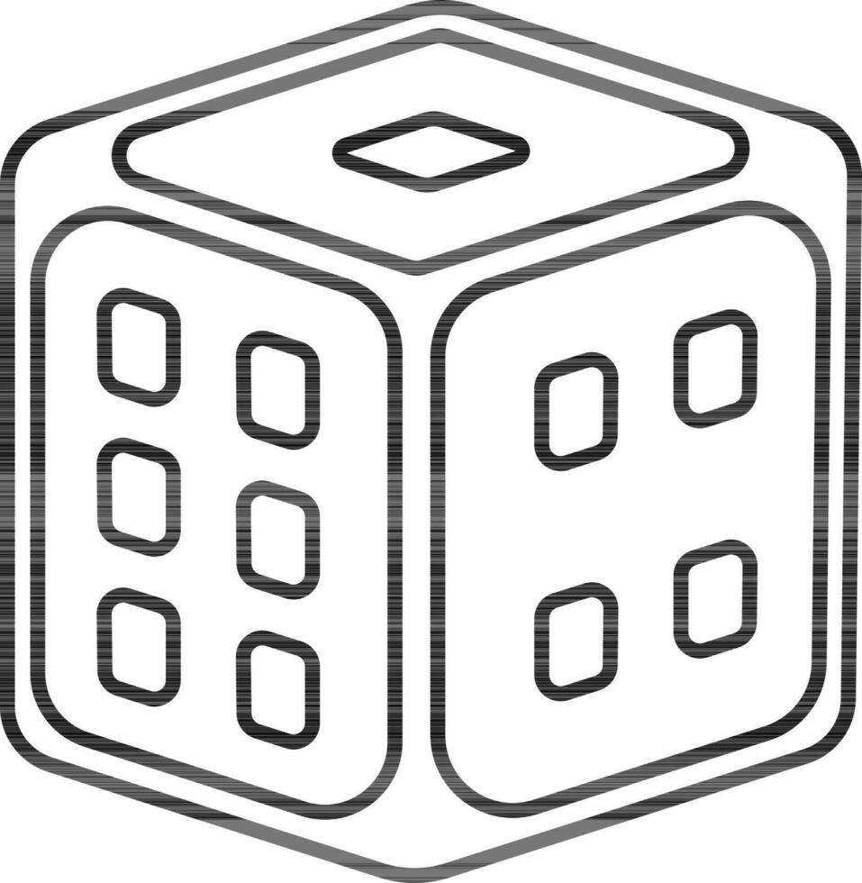 Dice Icon In Black Outline. vector