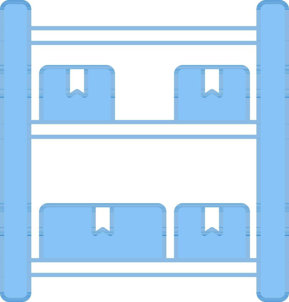 Blue And White Color Shelves With Cardboard Boxes Icon. vector