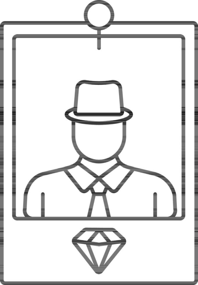 Wanted Or Gangster Price Poster Icon In Black Line Art. vector