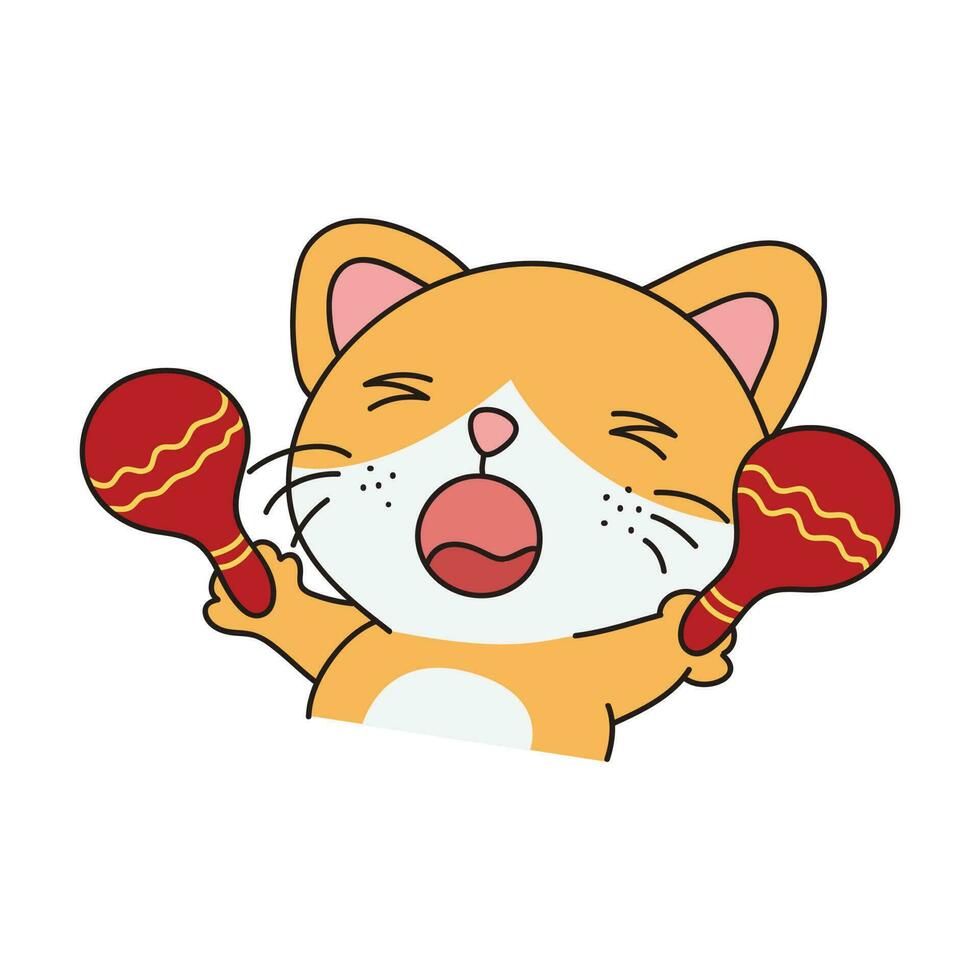 mano dibujado linda gato pegatina aislado en blanco antecedentes. linda naranja gato ilustración. linda gato gatito, gatito, kawaii, chibi estilo, emojis, personaje, pegatina, emoticono, sonrisa, emoción, mascota. vector