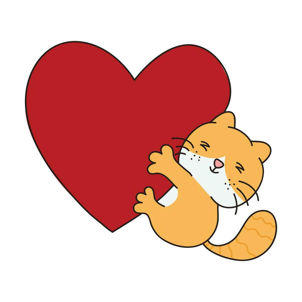 mano dibujado linda gato pegatina aislado en blanco antecedentes. linda naranja gato ilustración. linda gato gatito, gatito, kawaii, chibi estilo, emojis, personaje, pegatina, emoticono, sonrisa, emoción, mascota. vector