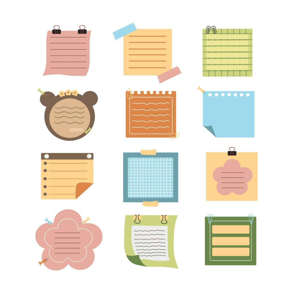 Colored sticky notes paper illustration. Blank paper sheets for