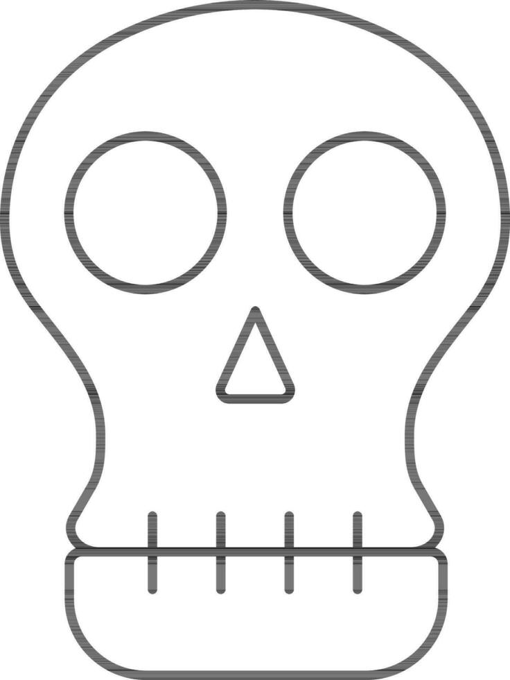 Flat Human Skull Icon In Thin Line Art. vector