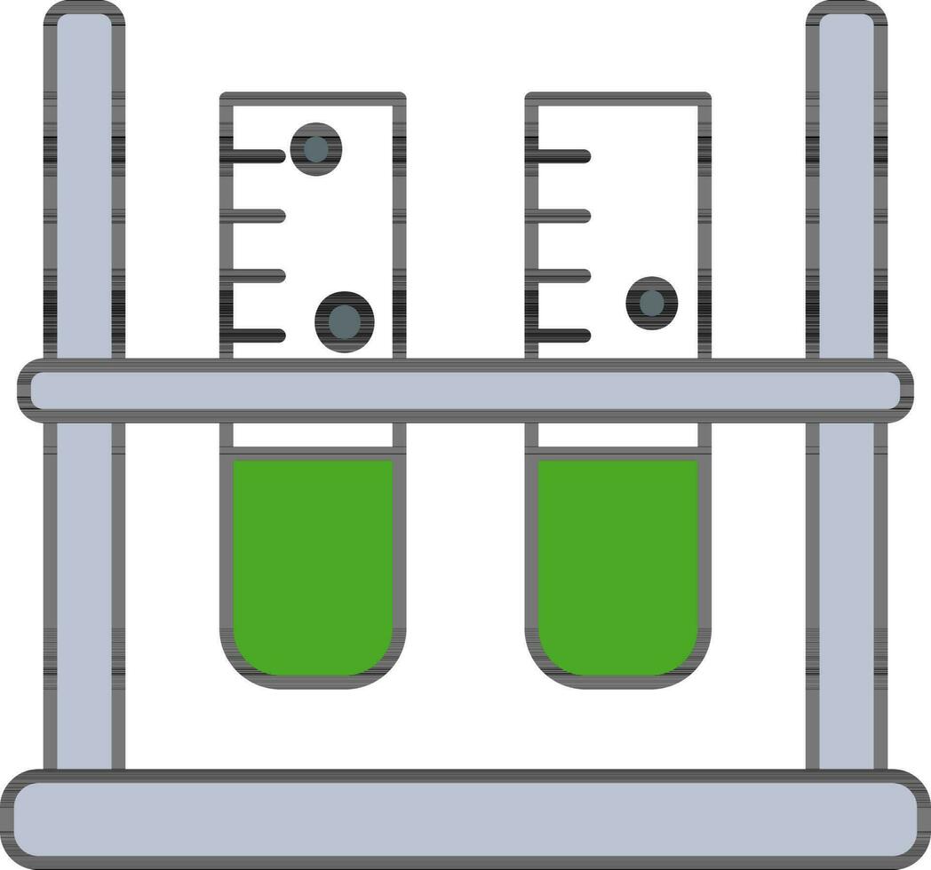 Chemical Test Tube In Stand Green And Blue Icon. vector