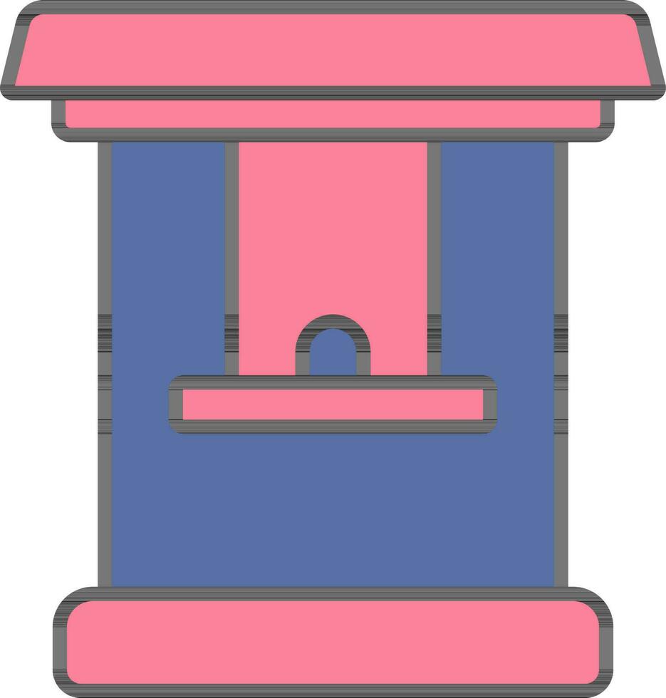 boleto cabina icono en azul y rosado color. vector