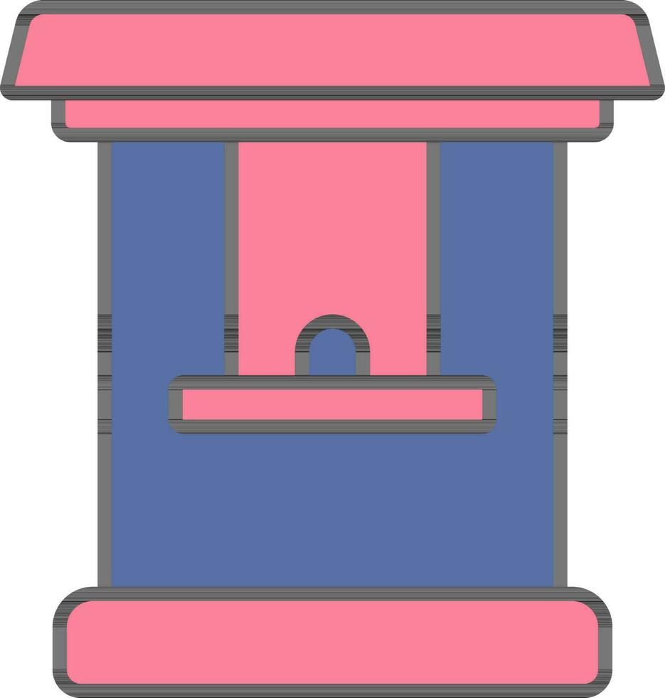Ticket Booth Icon In Blue And Pink Color. vector