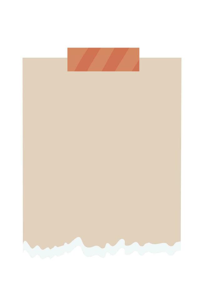 Torn paper illustration isolated on white background. Realistic paper scraps with torn edges. Sticky notes, shreds of notebook pages. Torn note papers with adhesive tape vector