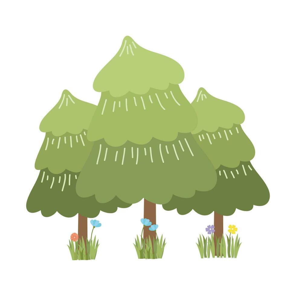 Cartoon tree isolated on a white background. Simple modern style. Cute green plants, forest, vector flat illustration. summer, spring trees.