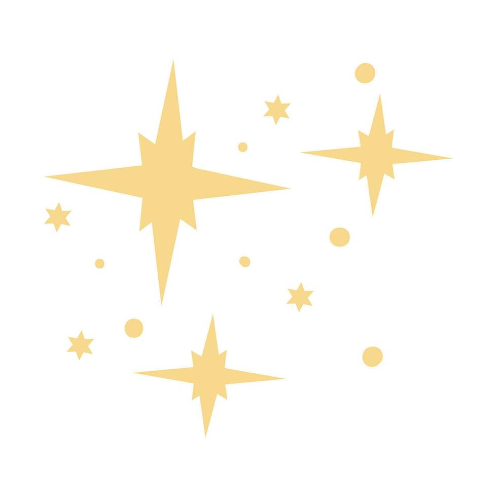 Sparkling Effect Illustration. Yellow, gold, orange sparkles symbols vector. Sparkle Icon. Bright firework, decoration twinkle, shiny flash. Glowing light effect stars and bursts collection. vector