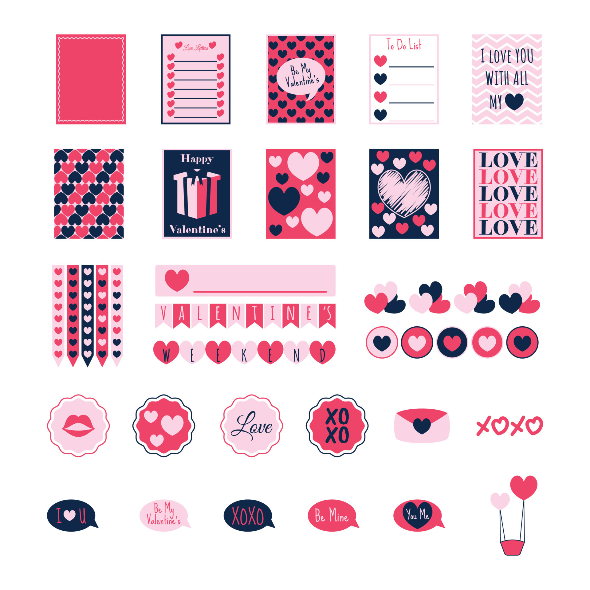 Sticker Vector scrapbook elements - love set 