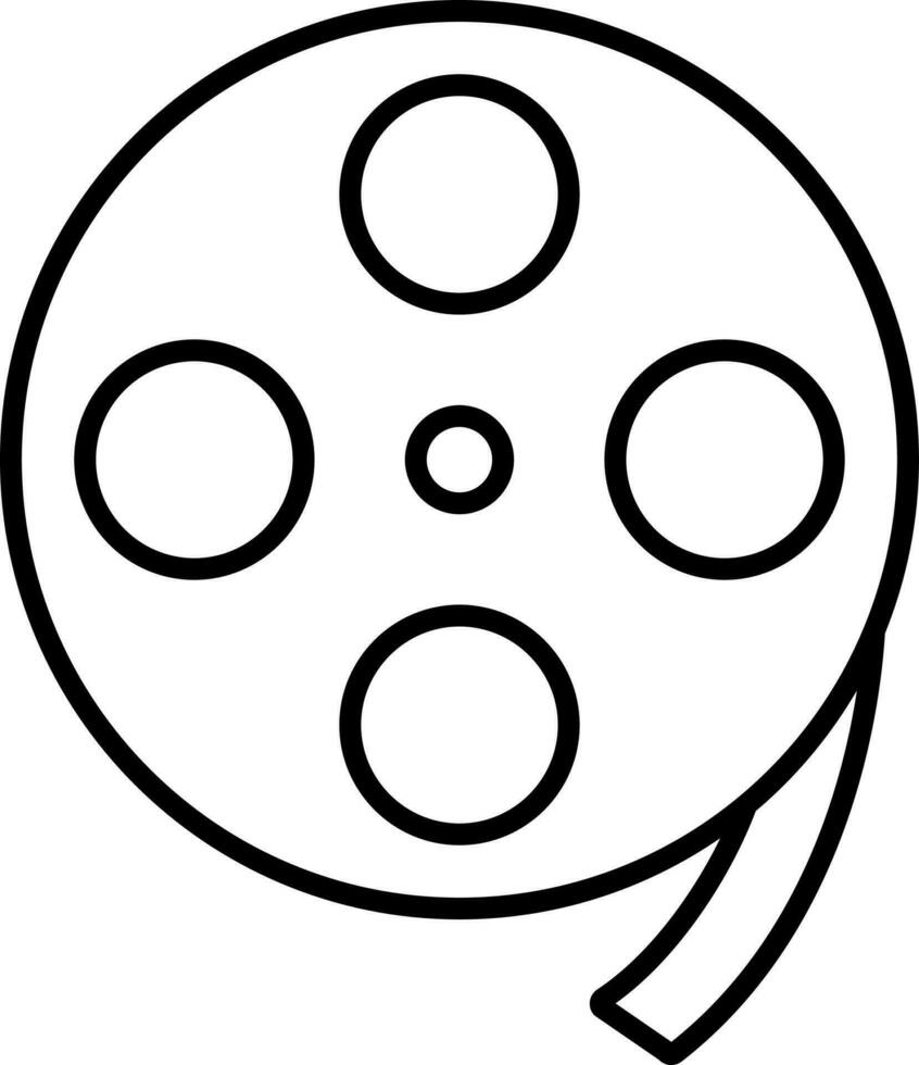 Film Reel Icon In Black line Art. vector