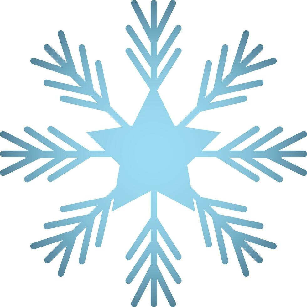 Gradient Blue Snowflake Flat Icon On White Background. vector