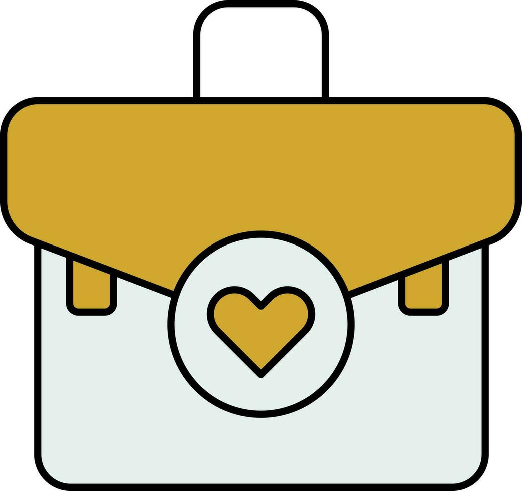 Briefcase Icon In Blue And Yellow Color. vector
