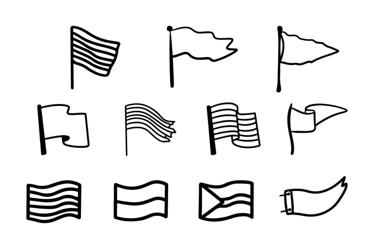 Flagpole doodle hand draw icon vector and illustration