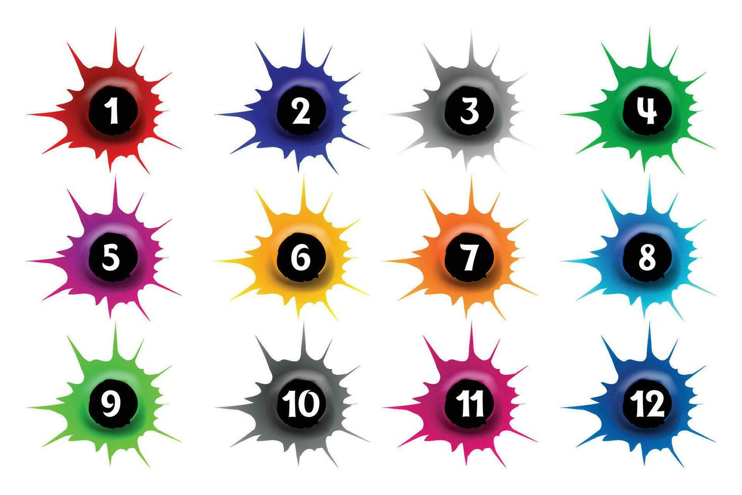 Circular bullet points numbers vector
