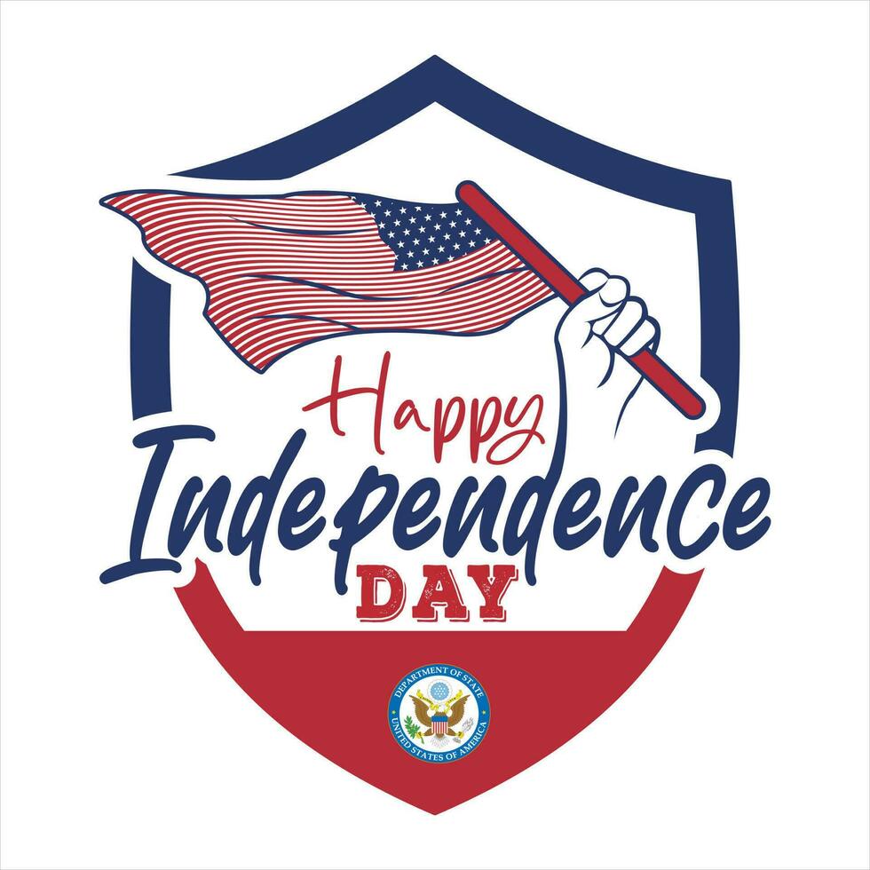 shield usa independence day icon protect with american flag 4th july vector