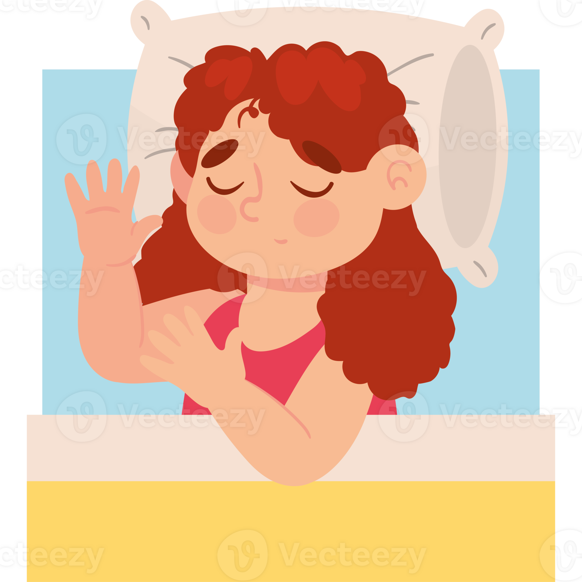 woman sleep in bed cartoon 24468062 PNG