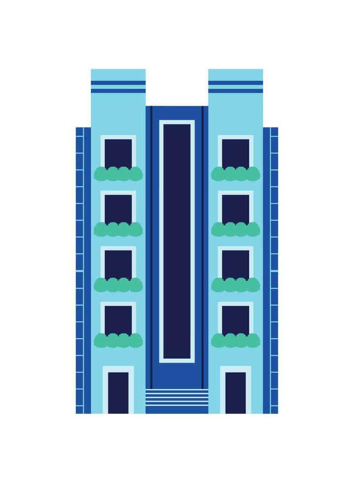 blue building flat vector