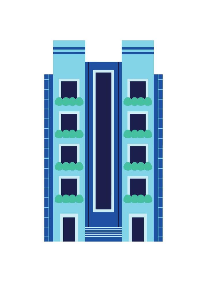 blue building flat vector