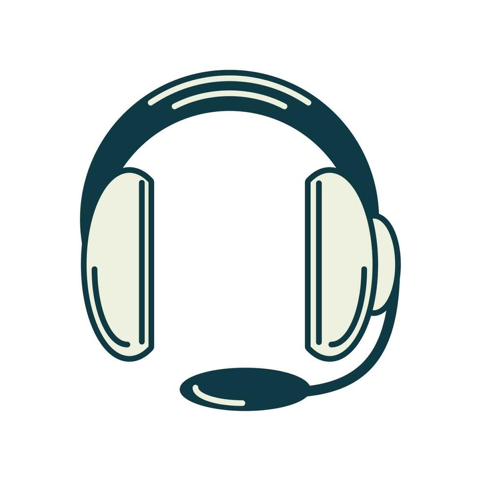 headset microphone icon white background vector