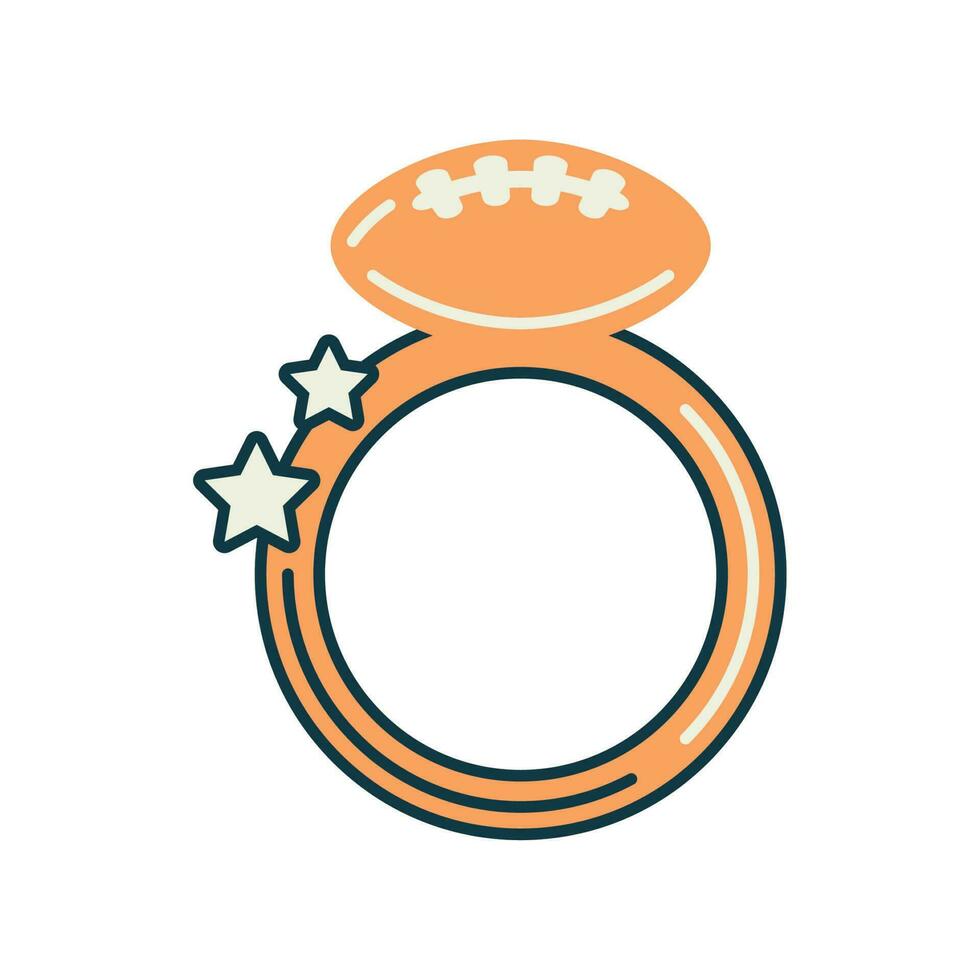 gold ring american football icon white background vector