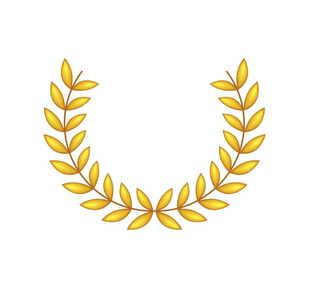 golden emblem award laurel white background vector