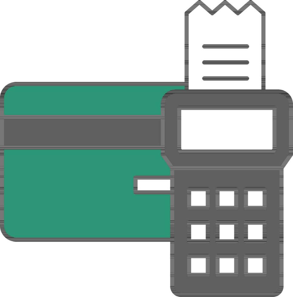 pago tarjeta con pos terminal icono en verde y gris color. vector