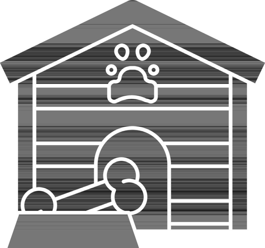Pet House Icon In black and white Color. vector