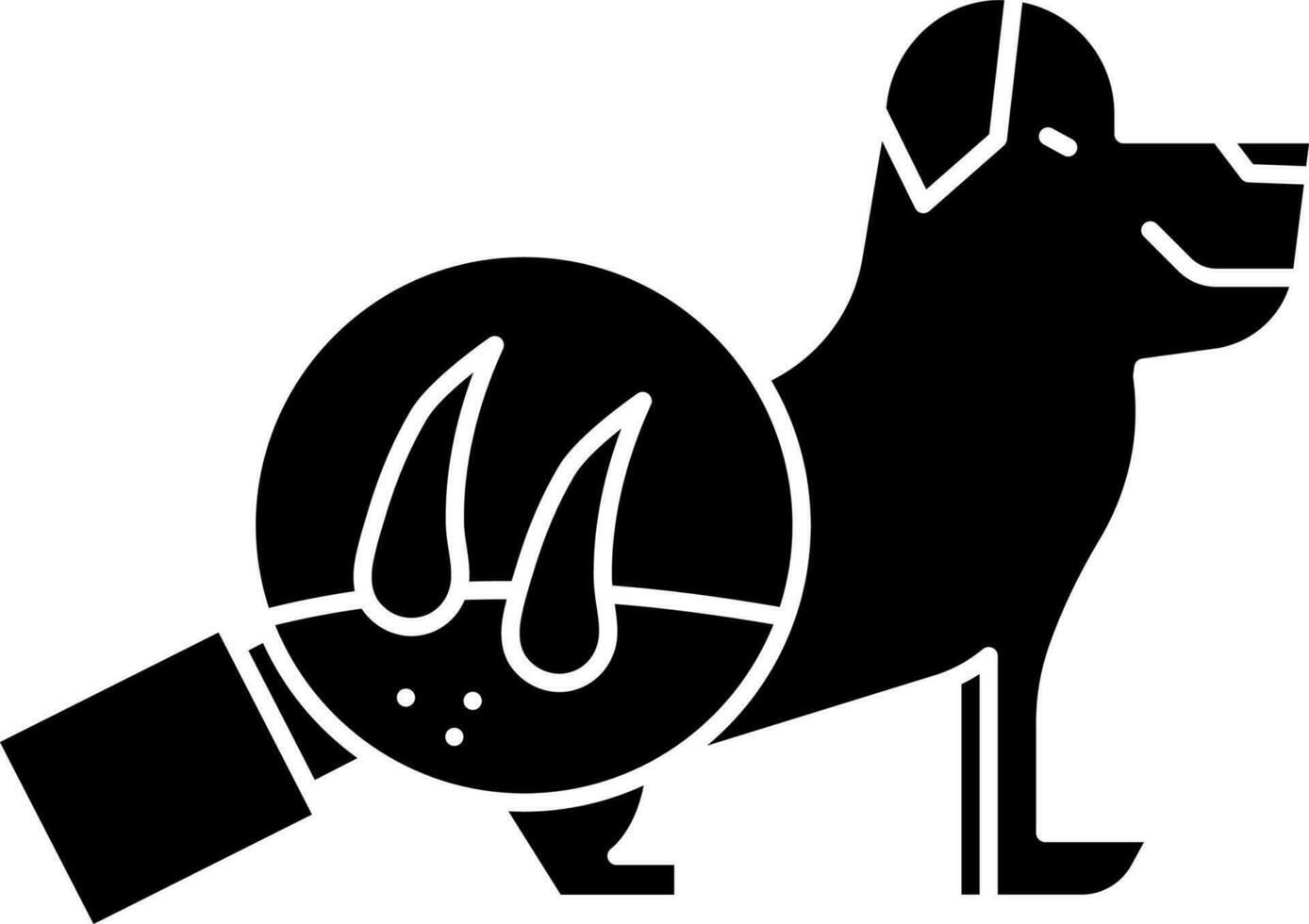 Dog Dermatology Icon in black and white Color. vector