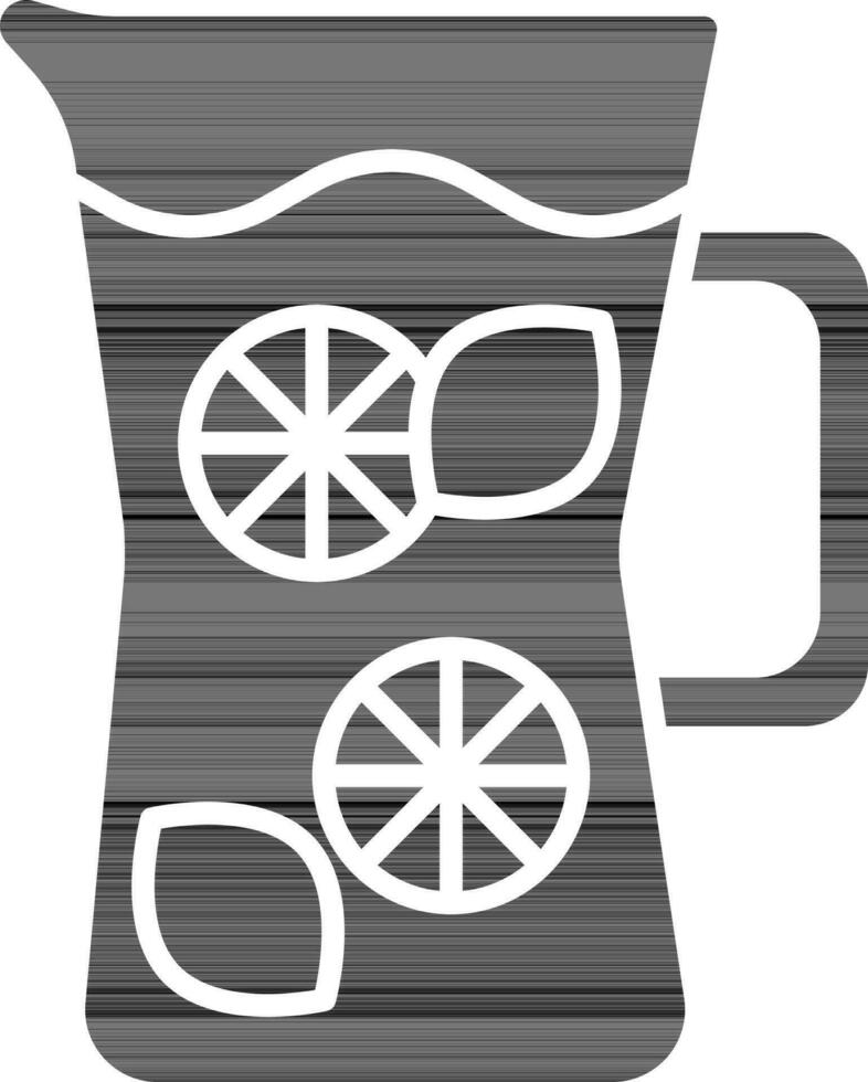 Lemonade Jug Or Mug Icon In black and white Color. vector