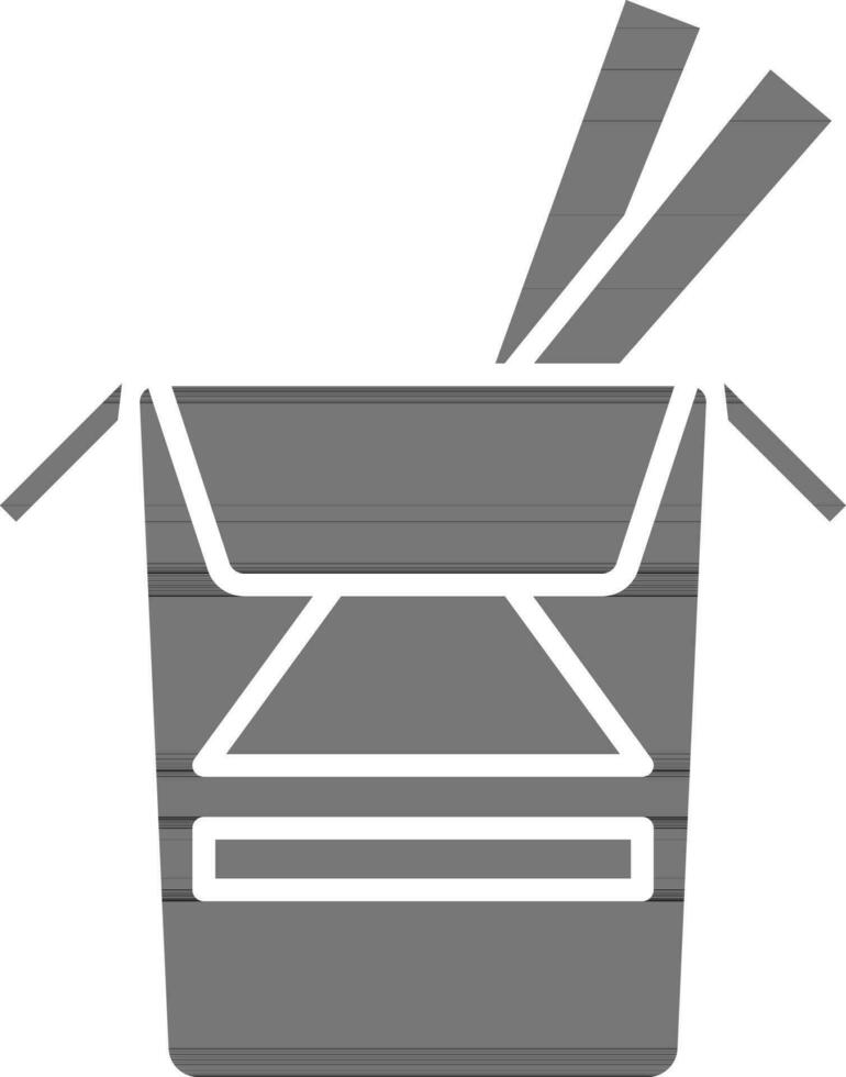 Food Box With Chopsticks Icon In black and white Color. vector