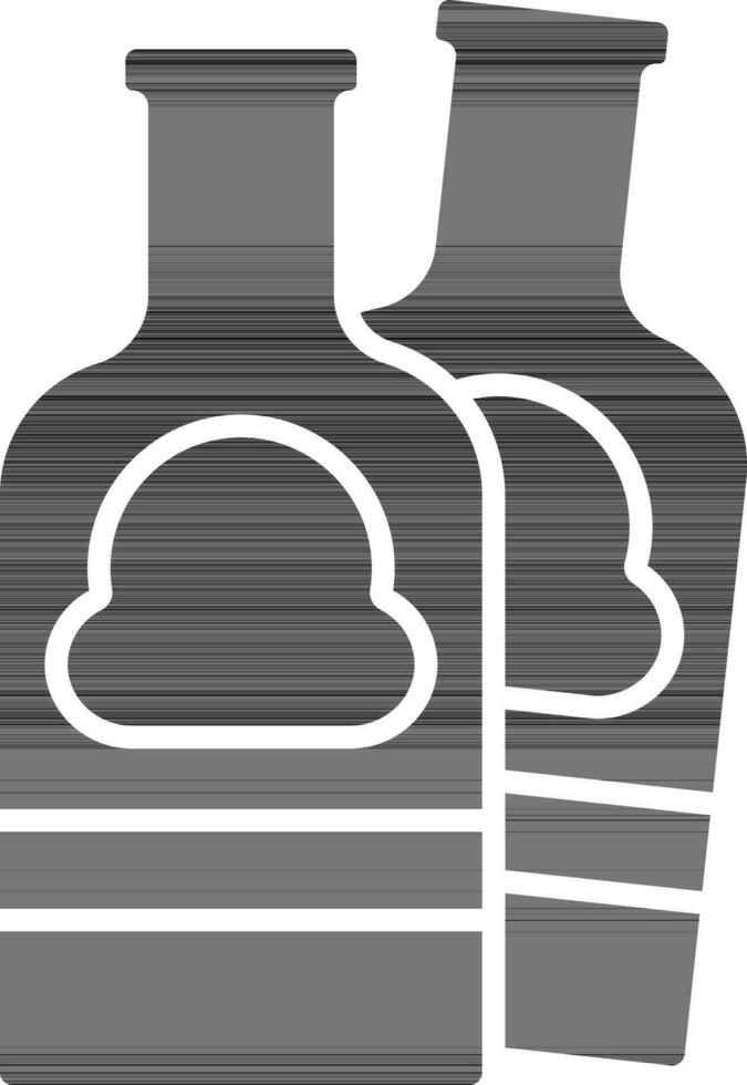 Alcohol Bottle Icon In black and white Color. vector