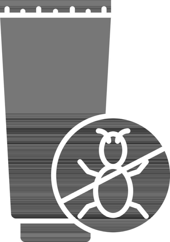 Insect Cream Tube Icon In black and white Color. vector