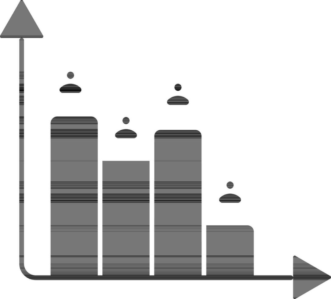 personas bar gráfico icono en negro y blanco color. vector