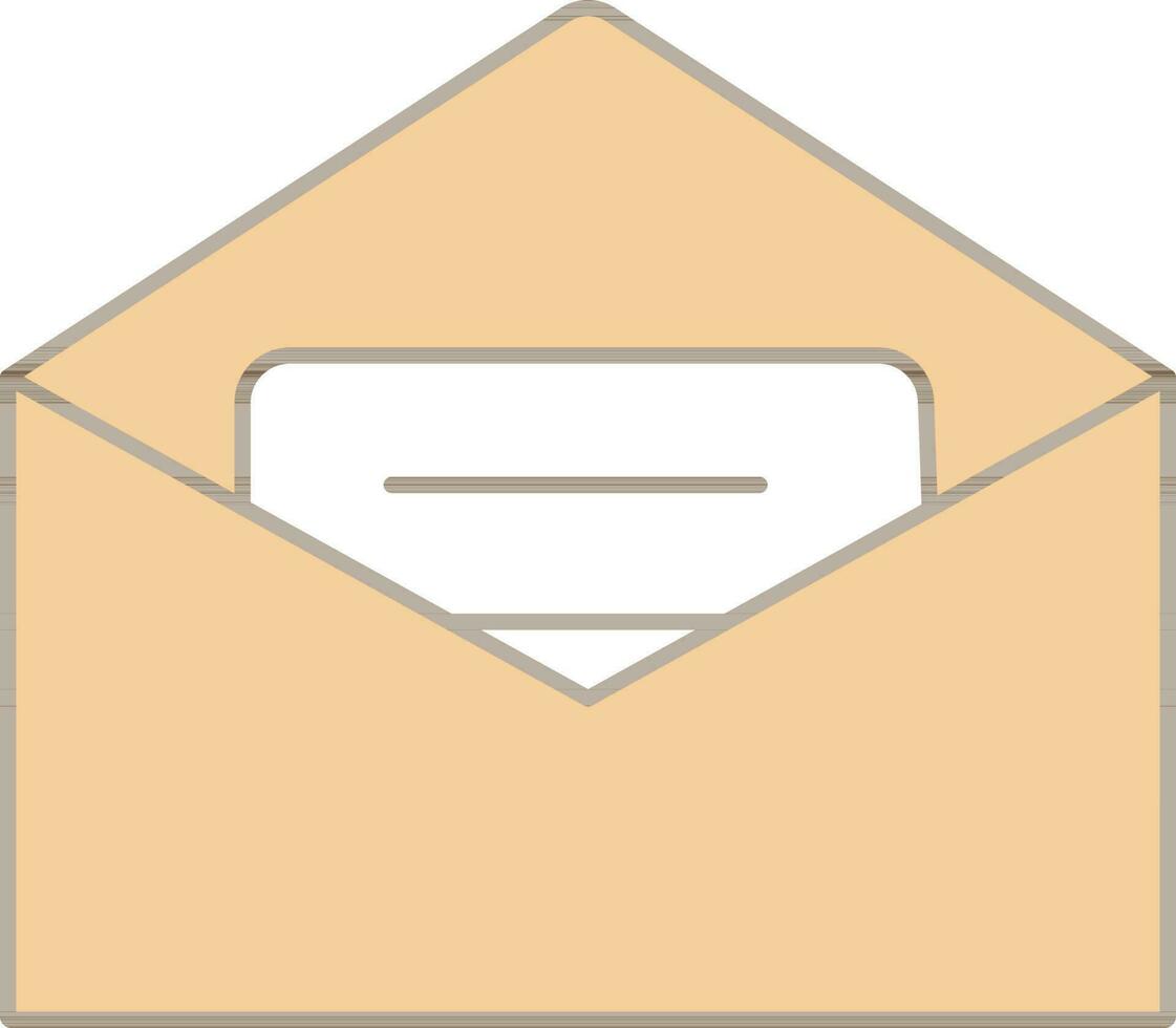 Envelope With Paper Icon In Brown And White Color. vector