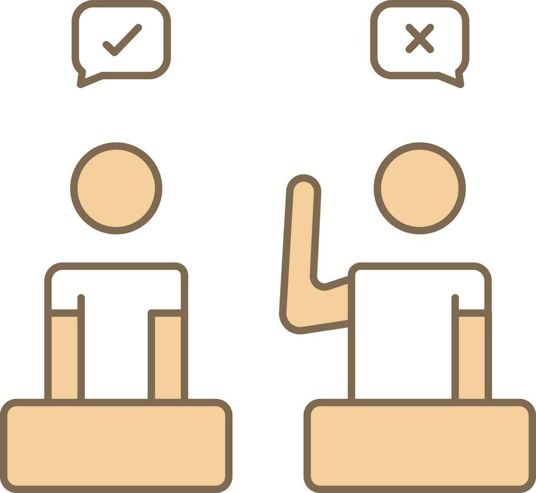 Choose Right Candidate Icon In Brown And White Color. vector