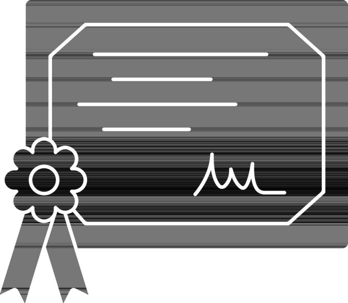 Certificate Icon In black and white Color. vector