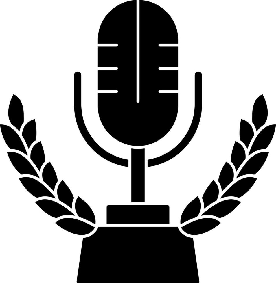 mic trofeo taza icono en negro y blanco color. vector