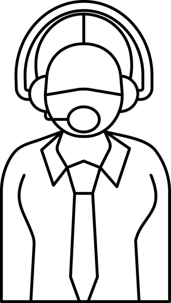 Customer Care Wear Mask Icon In Black Outline. vector