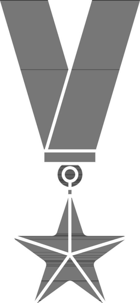 estrella medalla icono en negro y blanco color. vector