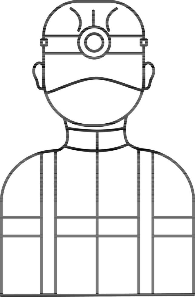 Illustration Of Construction Worker Wear Mask Icon. vector