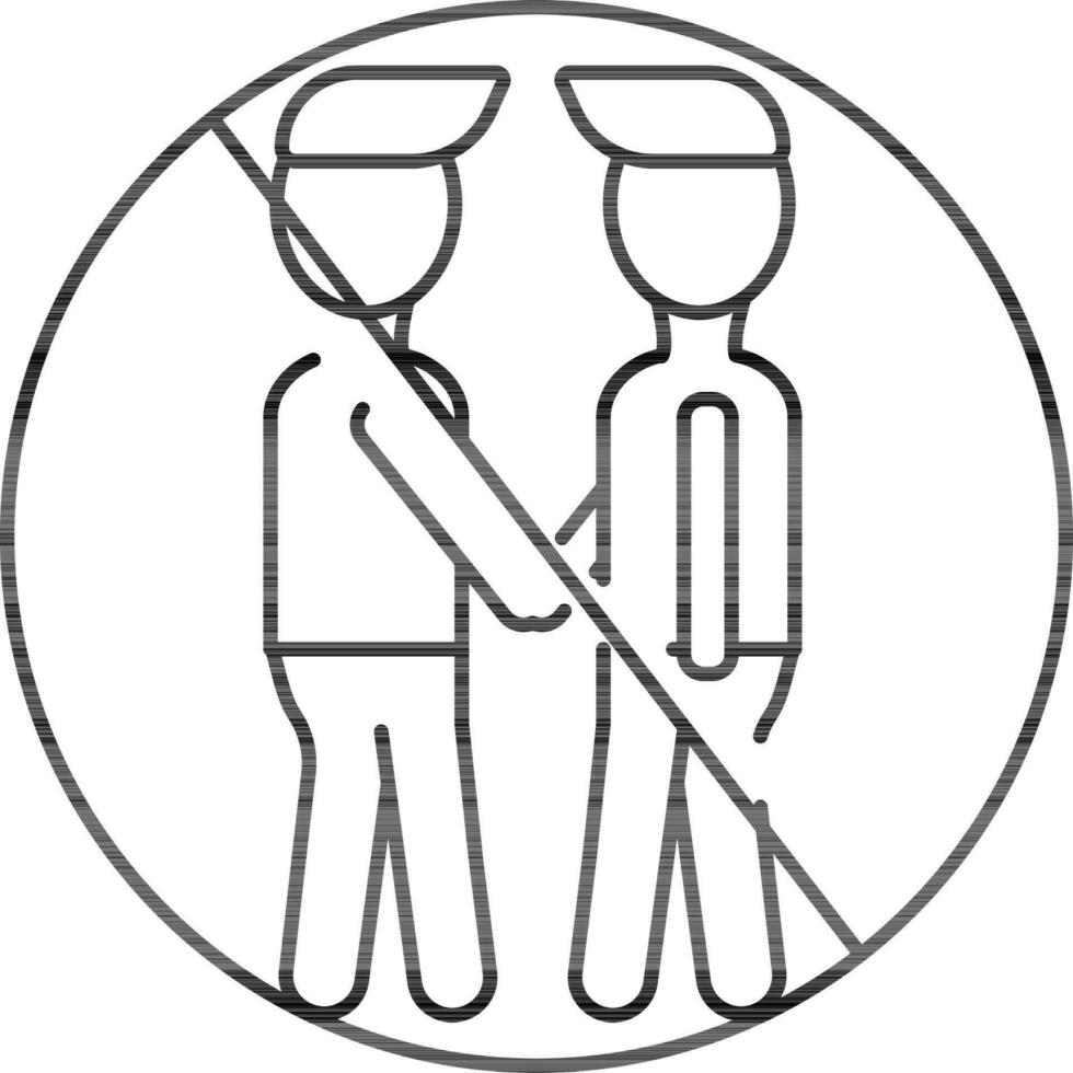 Black Outline No Handshake Icon Or Symbol. vector