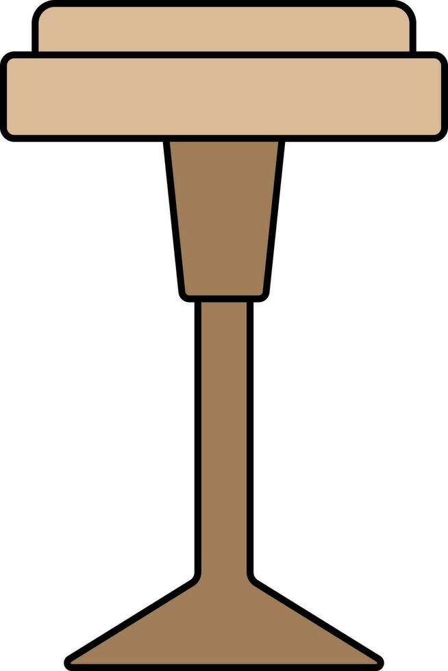 Brown Color One Legged Stool Icon In Flat Style. vector