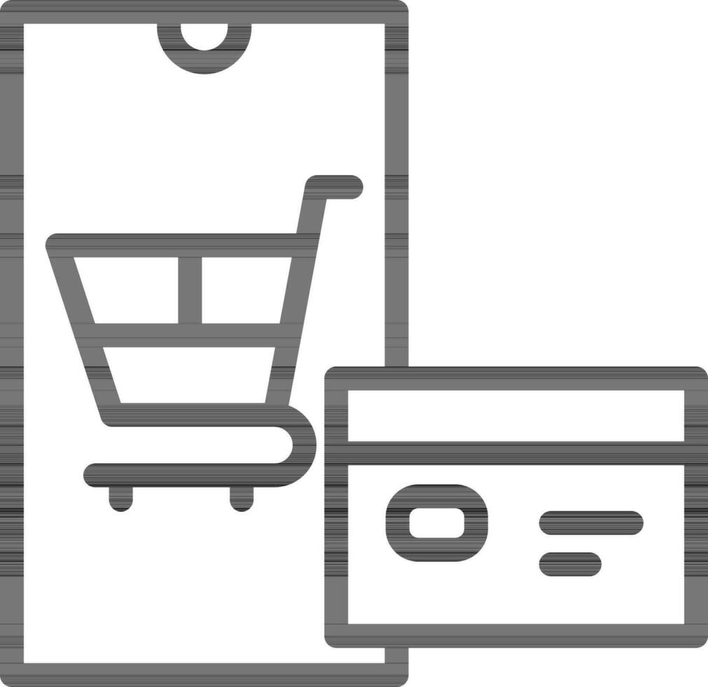 en línea compras en teléfono inteligente icono en plano estilo. vector