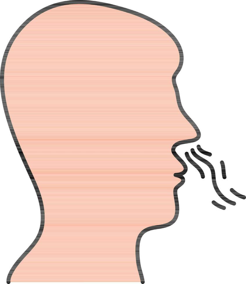 Man Coughing Icon In Peach Color. vector