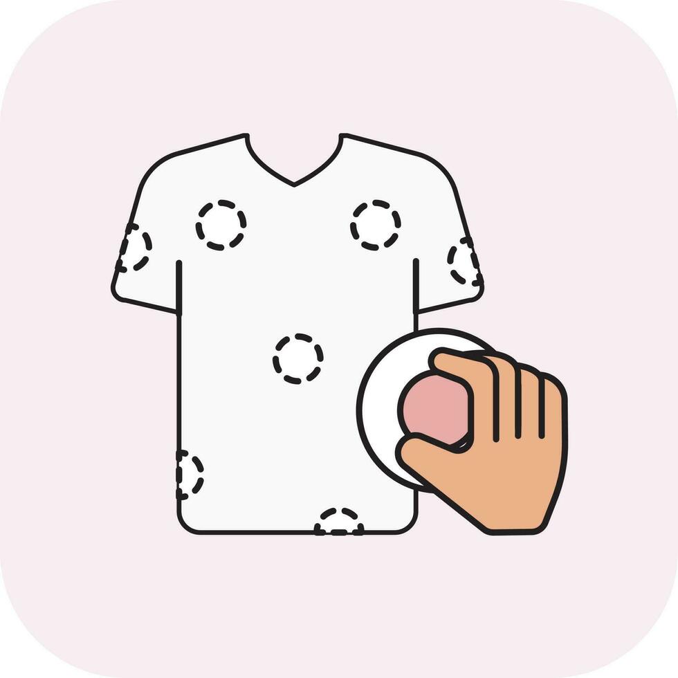Flat Style Hand Making Circles Print Stamp On T-shirt Stroke Icon. vector